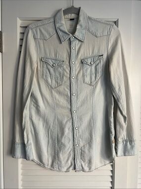 G-Star Light Wash Denim Button-Down Shirt